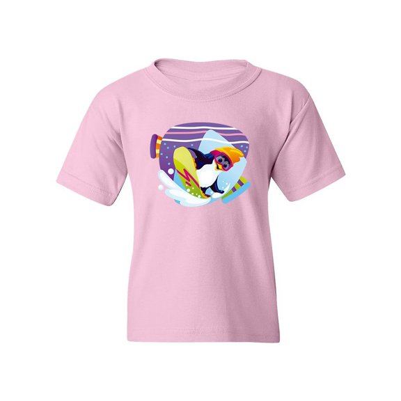 Snowboarding Penguin T-Shirt Juniors -Image by Shutterstock,  Small