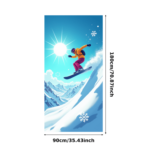 Snowboarding Scene Themed Backdrop Background Banner Winter Sports Party Decorations Snowflake Mountain Sun Decor Photography Props Winter Festival Party Supplies