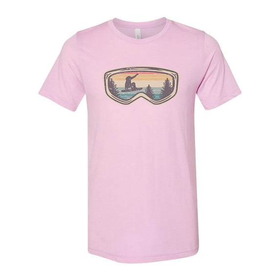 "Snowboarding Shirt, Snowboard Goggles, Unisex Fit, Soft Bella Canvas, Sublimation, Snowboard Shirt, Skiing Tee, Mountain Shirt, Winter Sport, Lilac, SMALL"