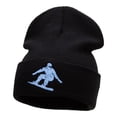 thumbnail image 1 of Snowboarding Silhouette Embroidered Long Knitted Beanie - Black OSFM, 1 of 5