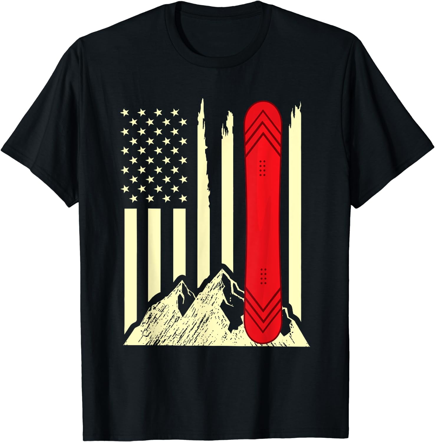 Snowboarding Skiing Snowboard American Flag Snowboarder T-Shirt Black ...