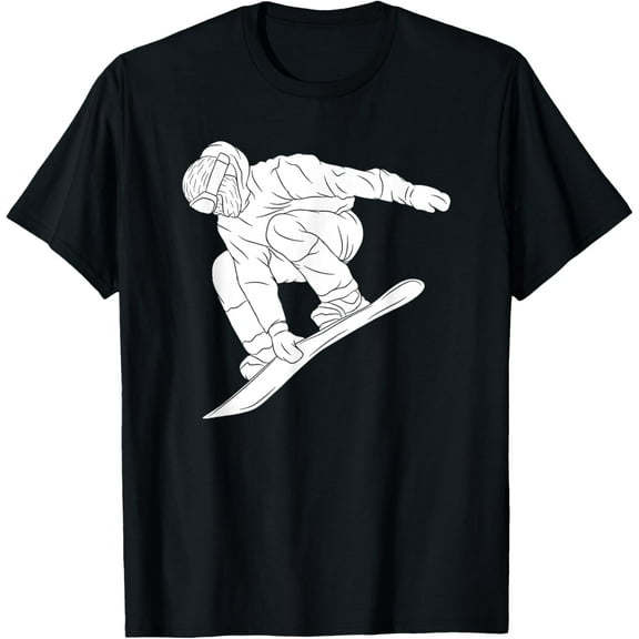 Snowboarding Snow Mountain Winter Sport Funny Snowboarder T-ShirtMen's and women's gift, black and white T-shirt, size: Extra large S-4XL