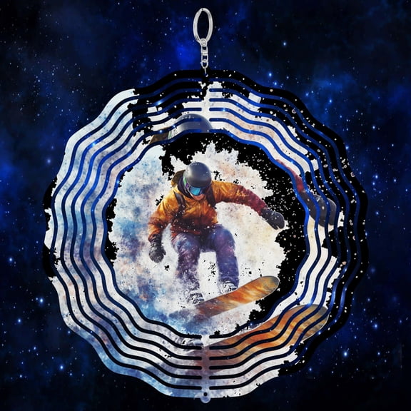 Snowboarding Winter Sport 3D Wind Spinner Sublimation Stainless Steel Kinetic Decor