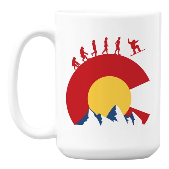 Snowboarding in Colorado feat. Evolution on CO Symbol Coffee & Tea Mug (15oz)