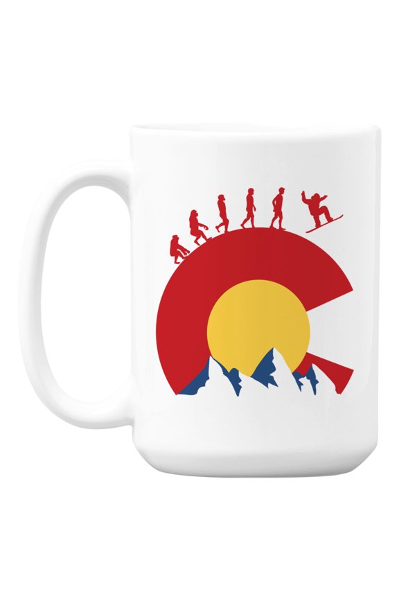 Snowboarding in Colorado feat. Evolution on CO Symbol Coffee & Tea Mug (15oz)