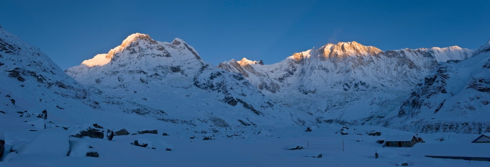 Snowcapped mountain Annapurna Base Camp Annapurna Range Himalayas Nepal Canvas Art - Panoramic Images (36 x 12)