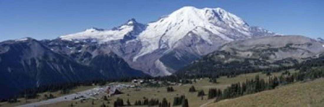 Snowcapped mountain Mt Rainier Mt Rainier National Park Pierce County Washington State USA Canvas Art - Panoramic Images (18 x 6)