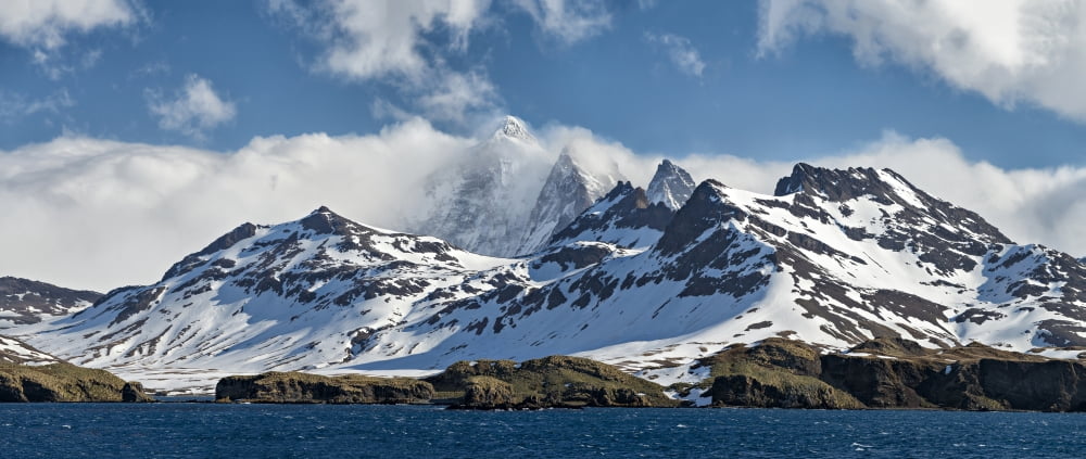 Snowcapped mountain Stromness South Georgia Island Canvas Art - Panoramic Images (36 x 12)
