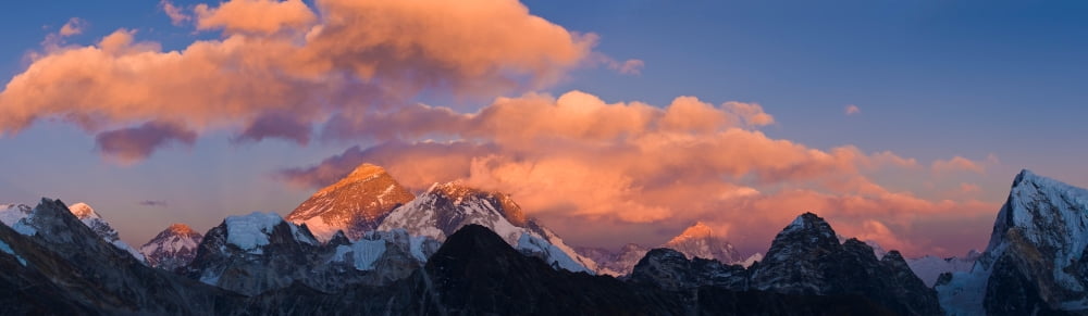 Snowcapped mountain peaks Mt Everest Lhotse Dudh Kosi Solukhumbu Himalayas Nepal Canvas Art - Panoramic Images (36 x 12)