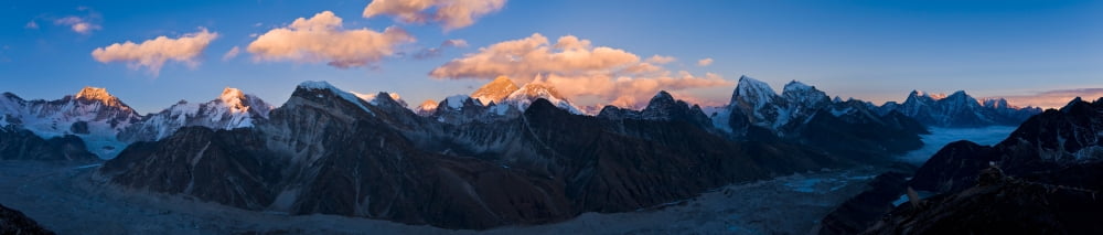 Snowcapped mountain peaks Mt Everest Lhotse Dudh Kosi Solukhumbu Himalayas Nepal Canvas Art - Panoramic Images (36 x 12)