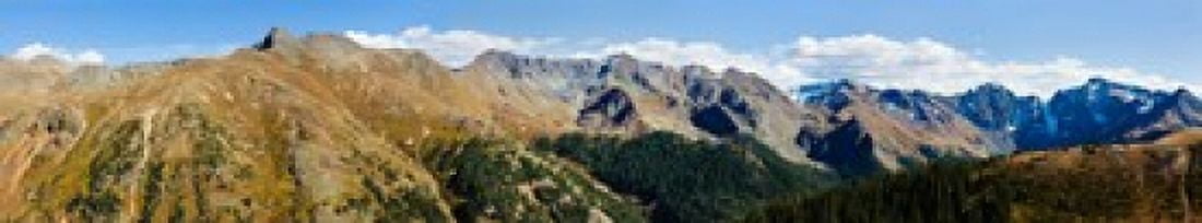 Snowcapped mountain peaks San Juan National Forest Colorado USA Canvas Art - Panoramic Images (44 x 9)