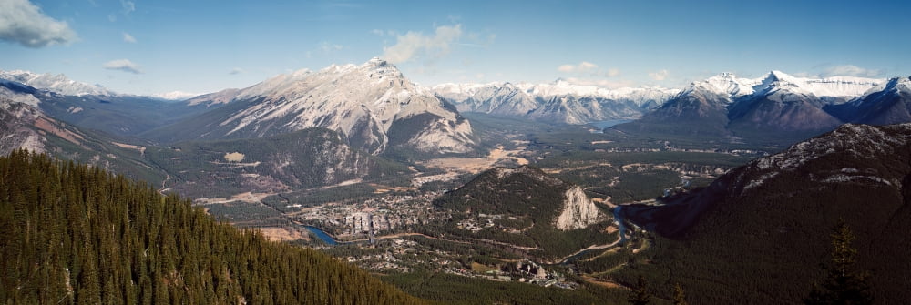 Snowcapped mountain range Banff National Park Alberta Canada Canvas Art - Panoramic Images (6 x 18)