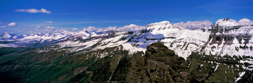 Snowcapped mountain range Mount Oberlin US Glacier National Park Montana USA Canvas Art - Panoramic Images (27 x 9)