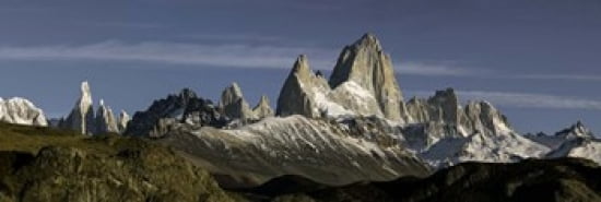 Snowcapped mountain range Mt Fitzroy Argentine Glaciers National Park Santa Cruz Province Patagonia Argentina Canvas Art - Panoramic Images (36 x 12)