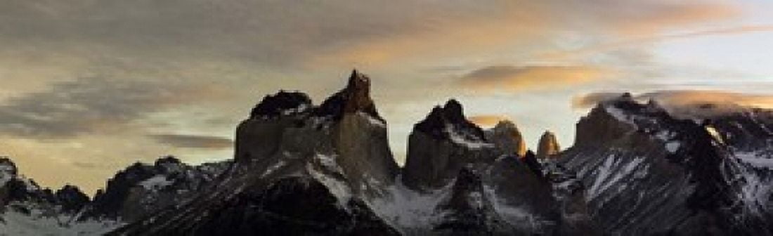 Snowcapped mountain range Paine Massif Torres del Paine National Park Magallanes Region Patagonia Chile Canvas Art - Panoramic Images (15 x 5)