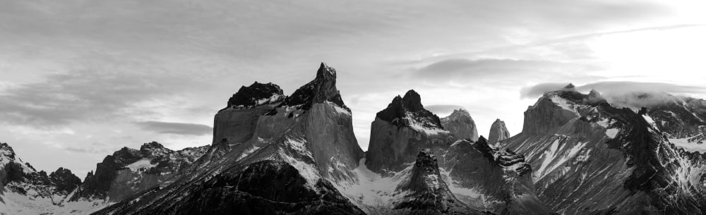 Snowcapped mountain range Paine Massif Torres del Paine National Park Magallanes Region Patagonia Chile Canvas Art - Panoramic Images (5 x 15)