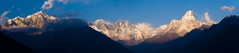 Snowcapped mountains Mt Everest Ama Dablam Khumbu Himalayas Nepal Canvas Art - Panoramic Images (22 x 5)