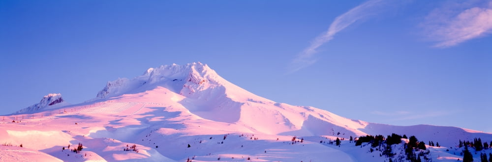 Snowcapped mountains Mt Hood Oregon USA Canvas Art - Panoramic Images (12 x 36)