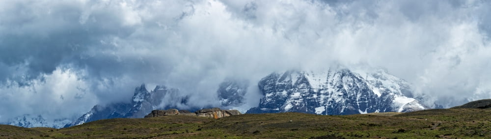 Snowcapped mountains in winter Cordillera Paine Torres del Paine National Park Patagonia Chile Canvas Art - Panoramic Images (6 x 20)