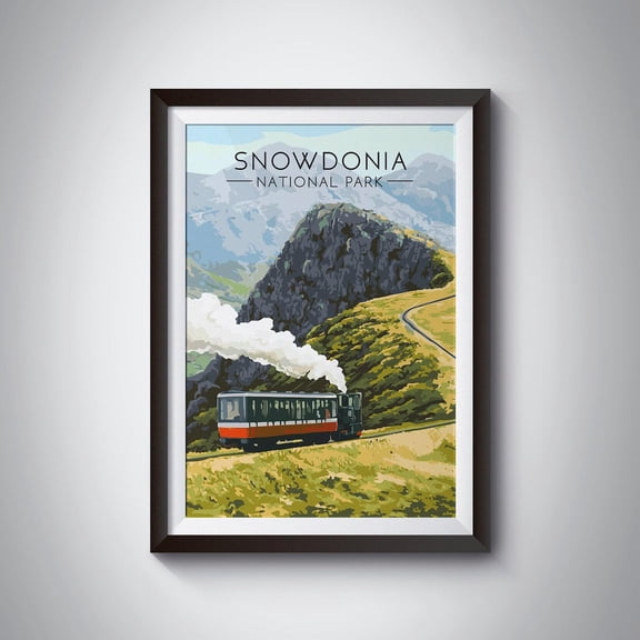 Snowdonia National Park Wales Mountain Railway Steam Train, Unframed Canvas 8x10in
