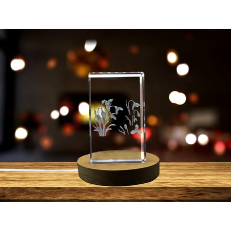 Snowdrop Flower 3D Engraved Crystal 3D Engraved Crystal Keepsake/Gift/ Clear - AB Crystal Collection