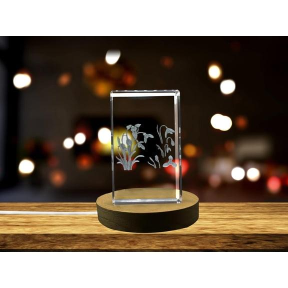 Snowdrop Flower 3D Engraved Crystal 3D Engraved Crystal Keepsake/Gift/Decor/Collectible/Souvenir