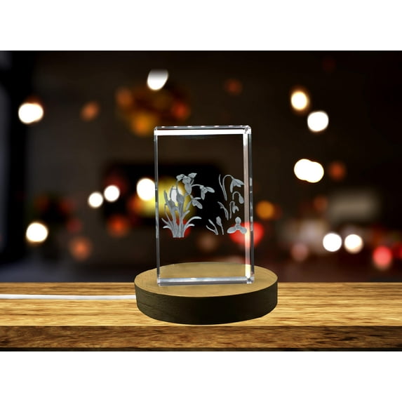 Snowdrop Flower 3D Engraved Crystal 3D Engraved Crystal Keepsake/Gift/Decor/Collectible/Souvenir