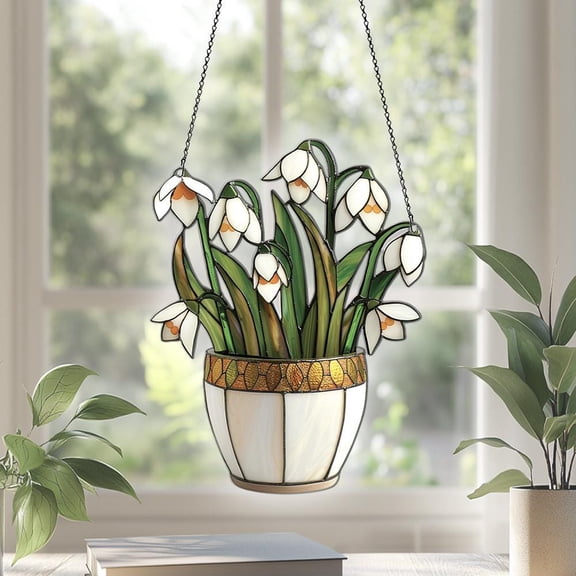 Snowdrop Flower Acrylic Suncatcher Window Hanging, Floral Window Decor Gift