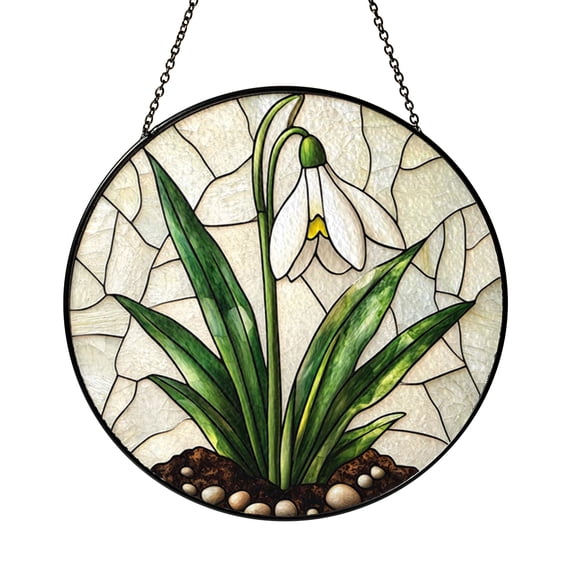 Snowdrop Window Art – Stained Glass Style