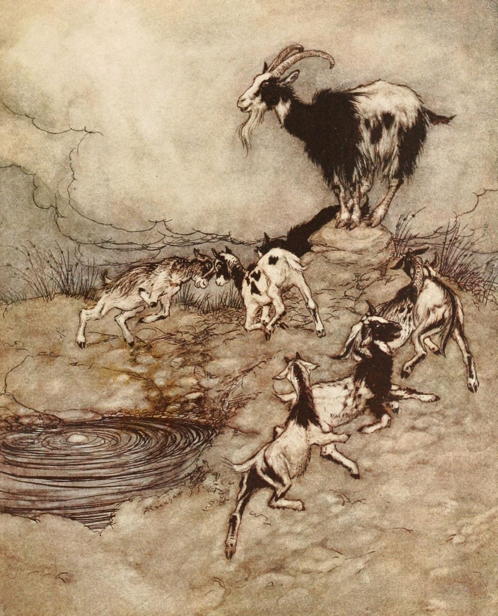 Snowdrop & other Tales 1920 7 kids & their mother Canvas Art - A Rackham (18 x 24)