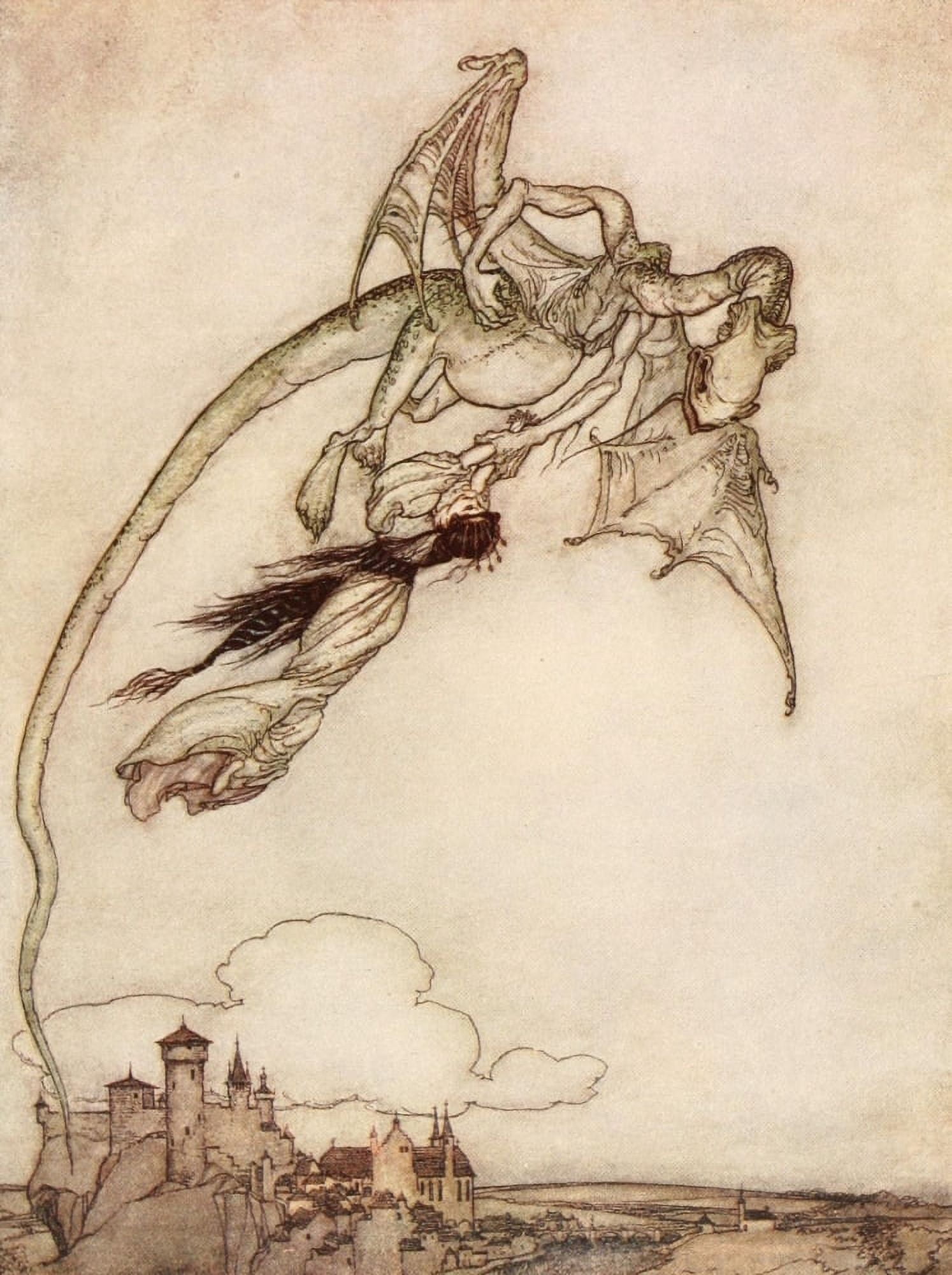 Snowdrop & other Tales 1920 Four Clever Bros Dragon Canvas Art - A Rackham (18 x 24)