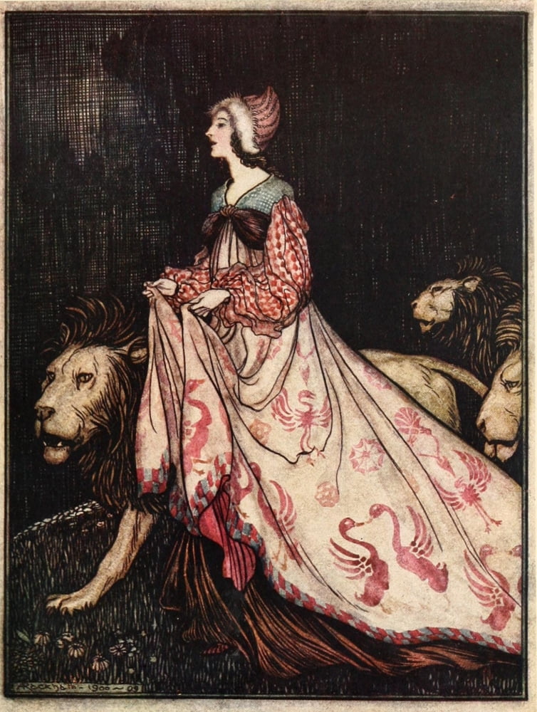 Snowdrop & other Tales 1920 Lady & the Lion Canvas Art - A Rackham (18 x 24)