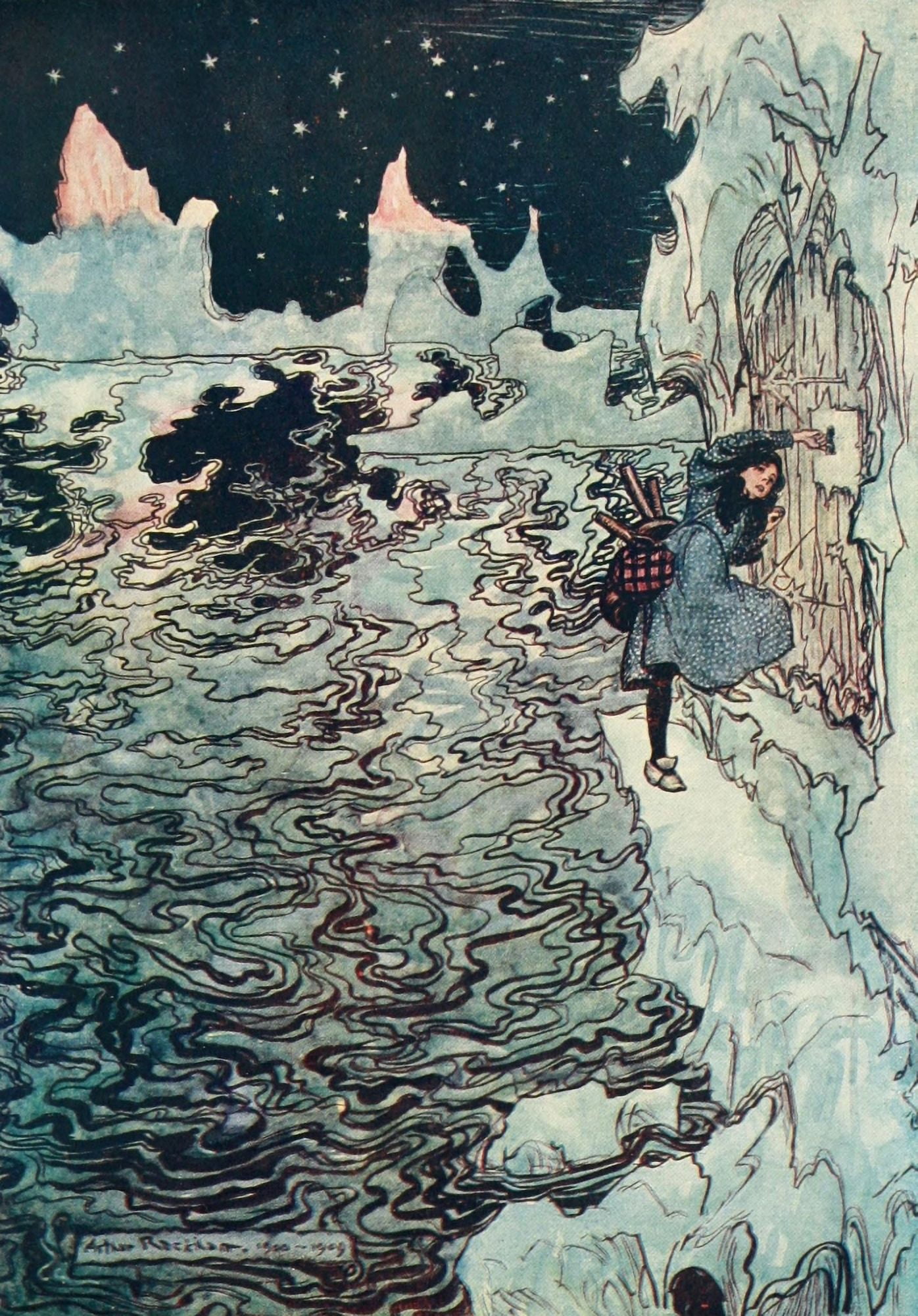 Snowdrop & other Tales 1920 The Seven Ravens Canvas Art - A Rackham (18 x 24)
