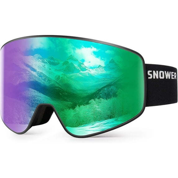Snower Ski Goggles PRO - Frameless, Interchangeable Lens 100% UV400 Protection Anti-Fog Snow Goggles for Men & Women