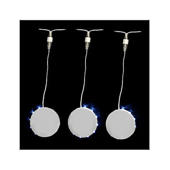 Kurt S. Adler Set of 3 Double-Sided LED Christmas Light Disks Polar White Lights - 3" Silver Wire