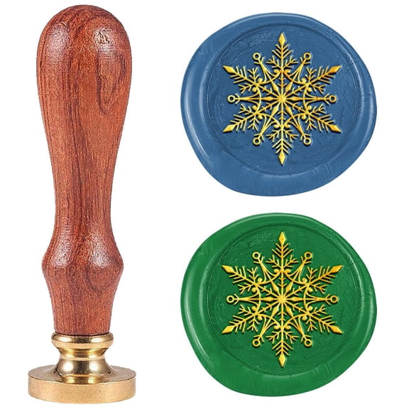 Snowflake 1" Wax Seal Stamp Retro Sealing Stamps Removable Brass Head Seal Stamp with Wooden Handle Sealing Wax for Envelope Greeting Letter Christmas Invitations Gift Wrapping Decor DIY