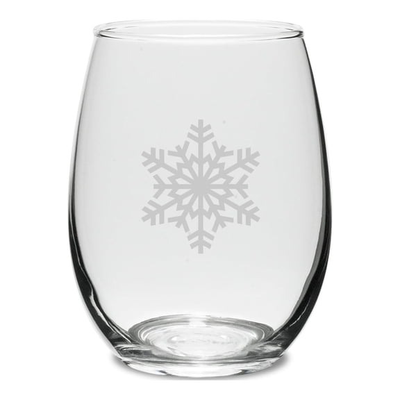 Snowflake 15 oz. Deep Etched Stemless Wine Glass