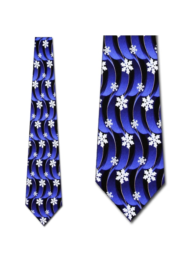 Snowflake Abstract Black and Blue Necktie Mens Tie