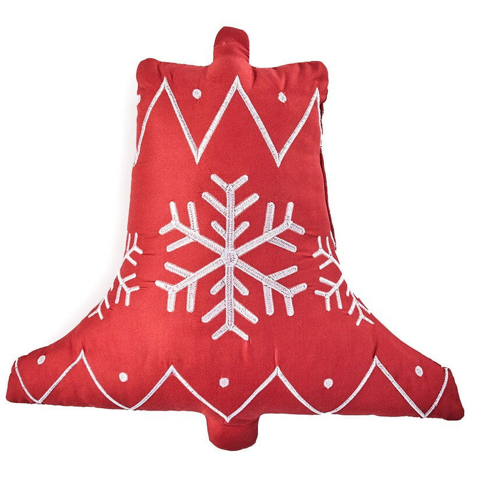 Red Bell Shaped Snowflake Polyester Throw Pillow