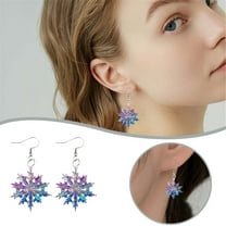 Snowflake Acrylic Earrings Winter Holiday Glamour Ice Frost Dangle Jewelry Festive Party Accessories