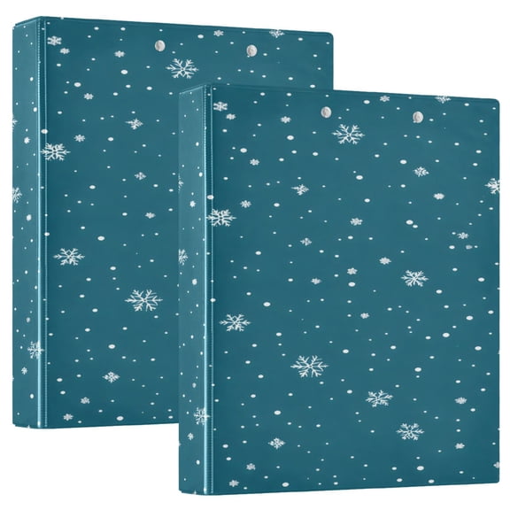 Snowflake Background 12.4x10.6in PVC Round Ring Binder, D-Ring 3-Hole, Metal Clip, 200 Sheets