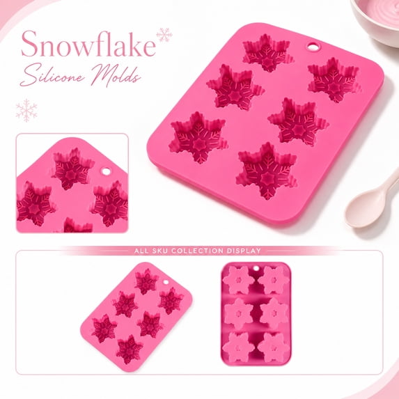 Snowflake Baking Mold Jelly Pudding Rice Cake Tray Winter Theme Decorating Pan Homemade Dessert Crafting Mold for Seasonal Celebrations Holiday Parties , E