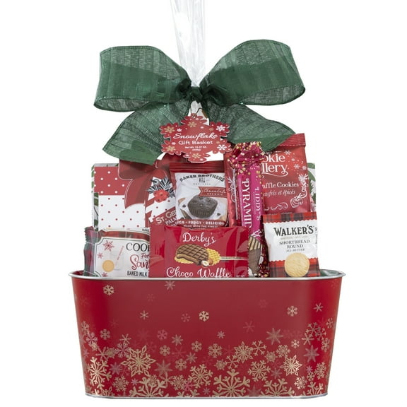 Snowflake Wishes Gourmet Assorted Sweet and Savory Treats Gift Basket by Houdini