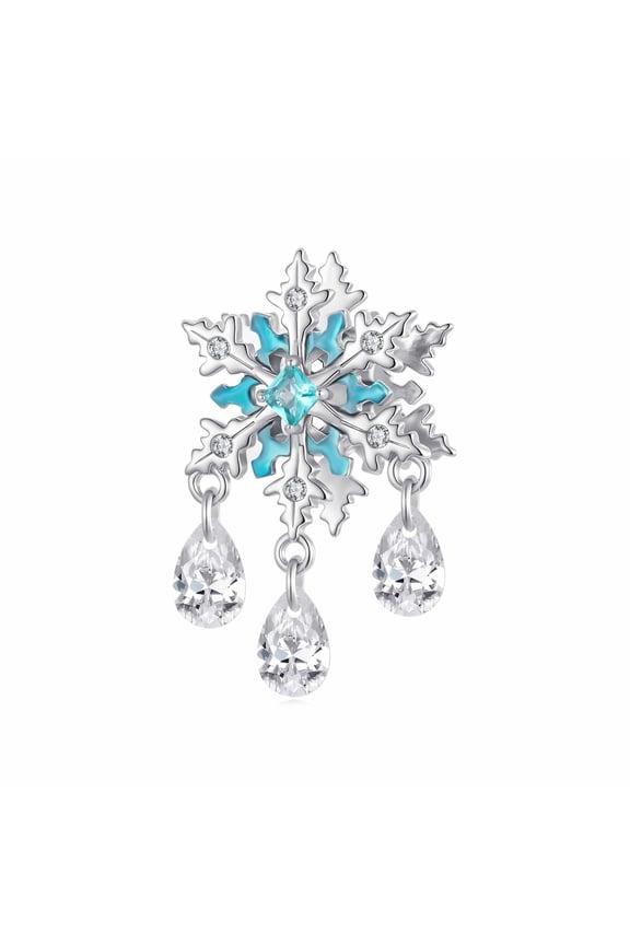 Snowflake Beaded Chain Charm, 925 Sterling Silver Accessory, Compatible with 3mm-4.5mm Bracelet