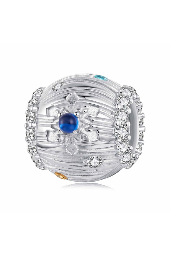 Snowflake Beaded Chain  Charm, 925 Sterling Silver Accessory, Compatible with 3mm-4.5mm Bracelet