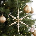 thumbnail image 1 of Snowflake Beads Christmas Ornaments for Tree Wreath Mantel Fireplace Home Holiday Party Hanging Decor, 5.9in Plastic Metal Pendant for Winter Window Garland Festive Decor, Christmas Wreath, Gold, 1 of 6