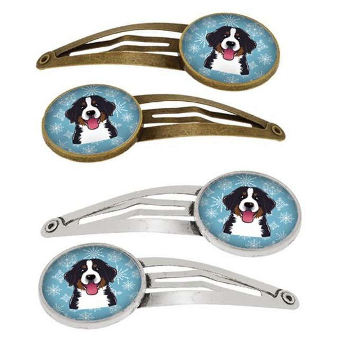 Snowflake Bernese Mountain Dog Barrettes Hair Clips, Set of 4