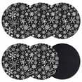 thumbnail image 1 of Snowflake Black Coasters Set of 6, Absorbent Coasters for Drinks, Christmas Winter Snowfall Xmas Holiday Coaster for Desk Coffee Table Protection, Home Decor House Warming Gifts 4", 1 of 8