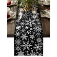 thumbnail image 1 of Snowflake Black Cotton Linen Table Runner for Dining Kitchen, Christmas Winter Snowfall Xmas Holiday Wedding Outdoor Party Tablerunners Decoration, Dresser Scarf Coffee Tablecloth Runners 13"x90", 1 of 9