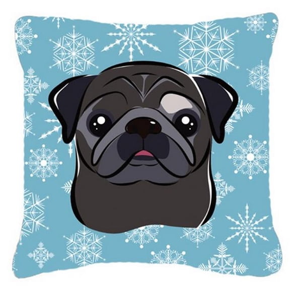 Snowflake Black Pug Fabric Decorative Pillow